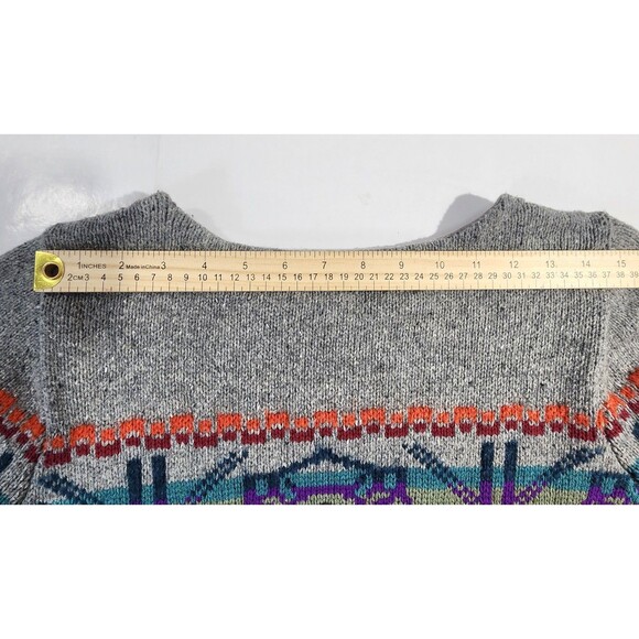 Chaps Fair Isle Sweater XL Cotton Blend Vintage Gray Crew Neck Womens Size 1X - Picture 15 of 15